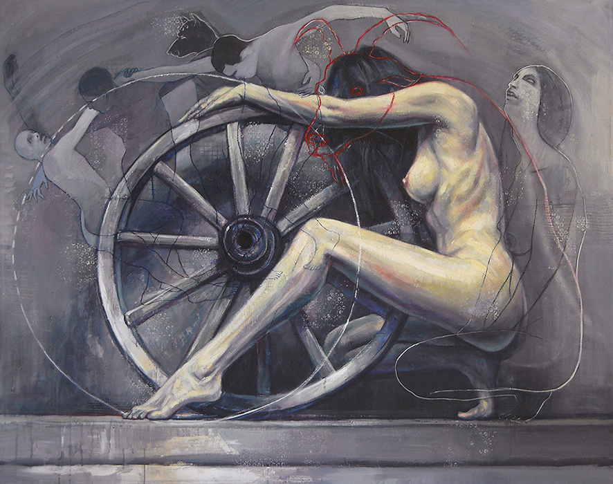 Life is a wheel, acrylic and oil on canvas ,cm110x140